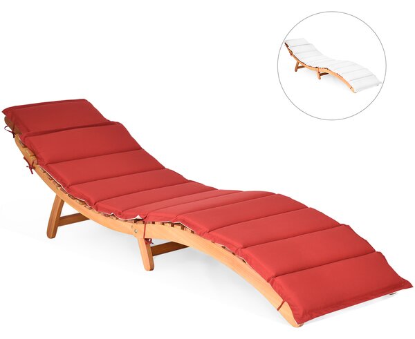 Costway Lettino prendisole pieghevole per giardino, Sedia a sdraio da esterno in eucalipto con cuscino per prato 190x55x52cm