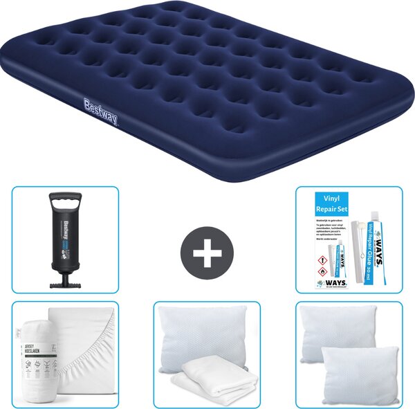 Materasso gonfiabile Bestway - Letto francese - 137 x 191 x 22 cm - Blu - Accessori inclusi