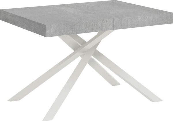 ITYHOME - Tavolo allungabile 130/234x90 cm Karida cemento gambe bianche