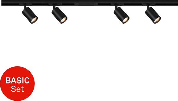 Sistema di binari Briloner Rail, starter set, 4x spot GU10, nero