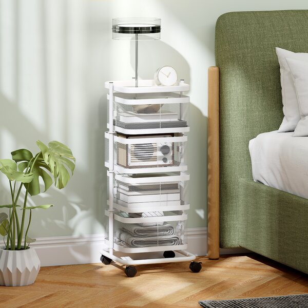 HOMCOM Carrello da cucina con 4 ripiani rotanti 33x33x77 cm, Bianco | Aosom Italy