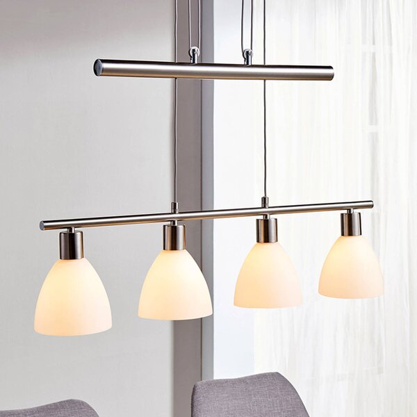 Lampada a sospensione SIMEON Lindby, dimmerabile, Alluminio / Grigio / Zincato, Soggiorno / Sala da pranzo, Vetro, Moderno, Lampada a sospensione