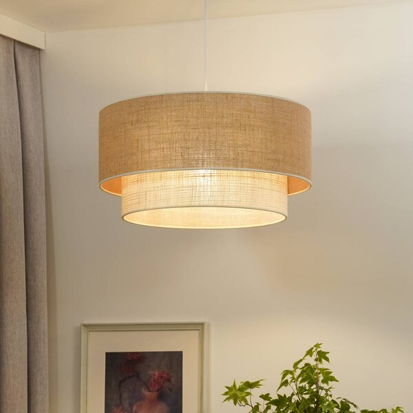 Lampada a sospensione Boho Jute Euluna, dimmerabile, Marrone / Ruggine, Soggiorno / Sala da pranzo, Tessuto / Stoffa / Seta, Lampada a sospensione