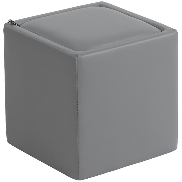 HOMCOM Pouf Contenitore con Coperchio in Ecopelle, 40 x 40 x 40 cm, Grigio | Aosom Italy