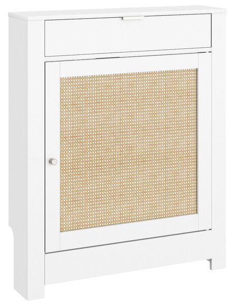 HOMCOM Copritermosifoni con Anta in rattan e Scomparto, Design Boho, Bianco | Aosom Italy