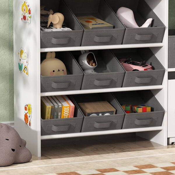 AIYAPLAY Scaffale per giocattoli e per libri con 11 cesti in tessuto non tessuto 105 x 30 x 80 cm Bianco | Aosom Italy