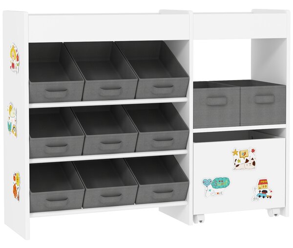 AIYAPLAY Scaffale per giocattoli e per libri con 11 cesti in tessuto non tessuto 105 x 30 x 80 cm Bianco | Aosom Italy
