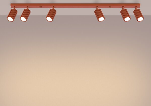 Lampada da soffitto KARBON 6L rosso ocra 6xGU10 10W alluminio 16.5x6.5x117cm Sollux Lighting