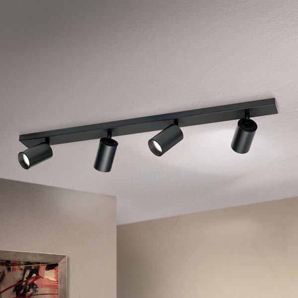 ORION Faretto da soffitto Sean 4 luci, nero Sean, dimmerabile, Nero, Soggiorno / Sala da pranzo, Alluminio, Moderno, Faretto
