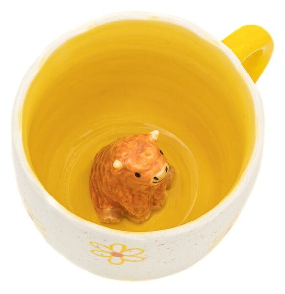 Tazza gialla e color crema in porcellana 350 ml Surprise Highland Cow – Sass & Belle