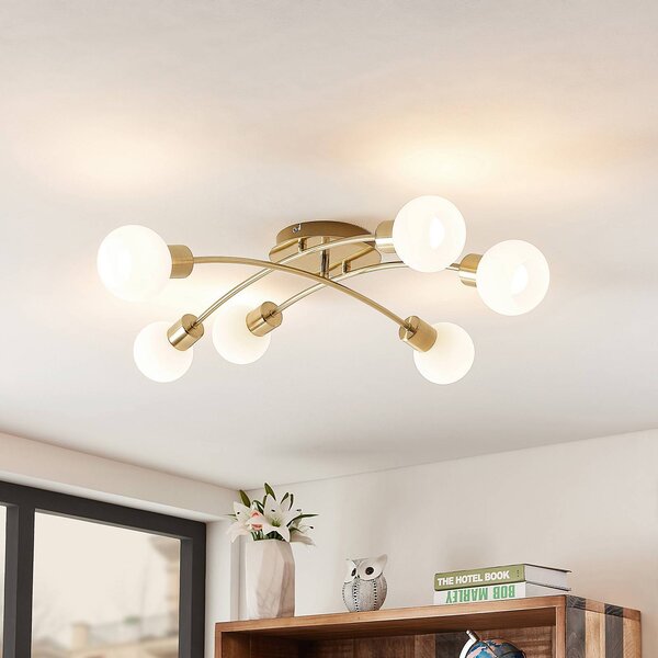Plafoniera soffitto Agmar Lindby, dimmerabile, Ottone / Oro, Soggiorno / Sala da pranzo, Metallo, Moderno, Plafoniera
