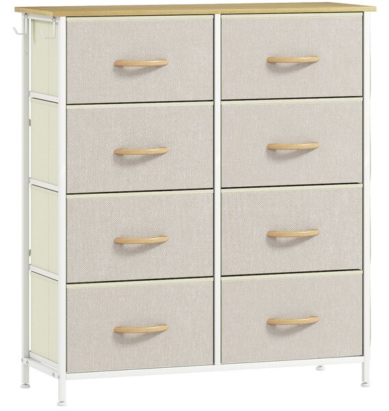 HOMCOM Cassettiera 8 Cassetti Pieghevoli con 4 Tasche e 2 Ganci, in Legno, Acciaio e Tessuto, 86x30x94.5 cm | Aosom Italy