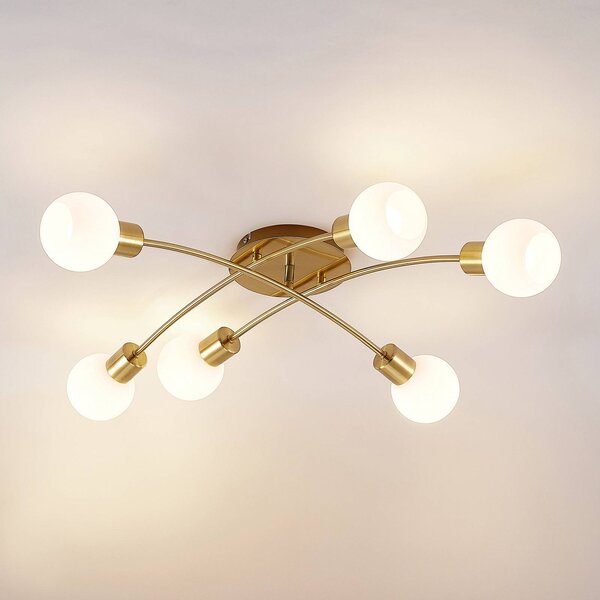 Plafoniera soffitto Agmar Lindby, dimmerabile, Ottone / Oro, Soggiorno / Sala da pranzo, Metallo, Moderno, Plafoniera