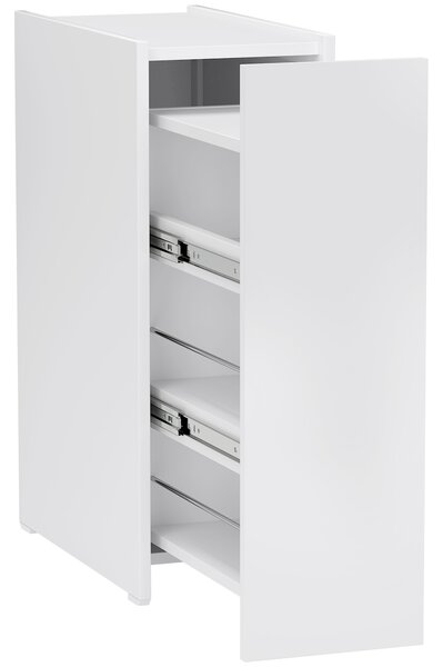 HOMCOM Armadietto bagno stretto, mobile da pavimento con cassetto profondo, armadietto indipendente per bagno, truciolare, bianco | Aosom Italy