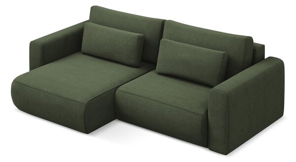 Divano angolare color kaki allungabile/con contenitore (con penisola a sinistra/con chaise lounge) Kapua – Makamii