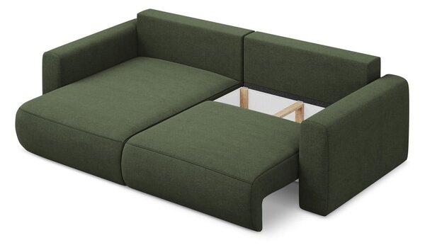Divano angolare color kaki allungabile/con contenitore (con penisola a sinistra/con chaise lounge) Kapua – Makamii