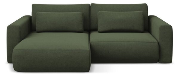 Divano angolare color kaki allungabile/con contenitore (con penisola a sinistra/con chaise lounge) Kapua – Makamii
