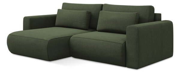 Divano angolare color kaki allungabile/con contenitore (con penisola a sinistra/con chaise lounge) Kapua – Makamii