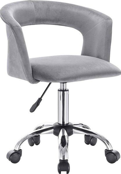 DeLuxuriös Sedia da ufficio su rotelle - Velluto - Sedia ergonomica per adulti - Regolabile in altezza - Grigio chiaro