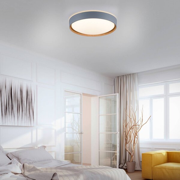 Q-Smart-Home Plafoniera smart Q-EMILIA, dimmerabile, Alluminio / Grigio / Zincato, Soggiorno / Sala da pranzo, Metallo