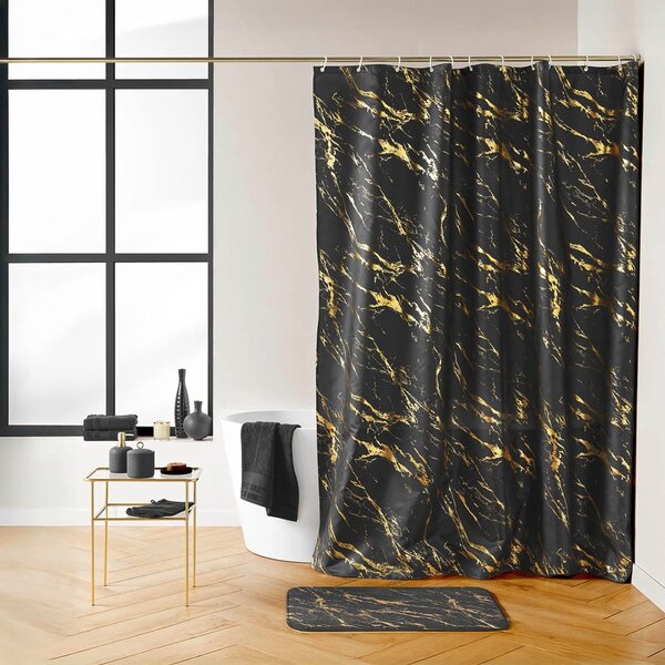 Tappetino per il bagno nero/dorato 45x75 cm Aquamarbre – douceur d'intérieur
