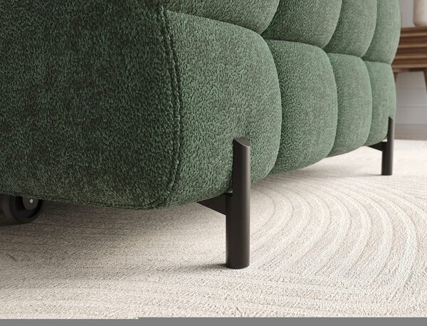 Divano angolare verde allungabile/con contenitore (con penisola a destra/con chaise lounge) con rivestimento in bouclé Felro – ELTAP