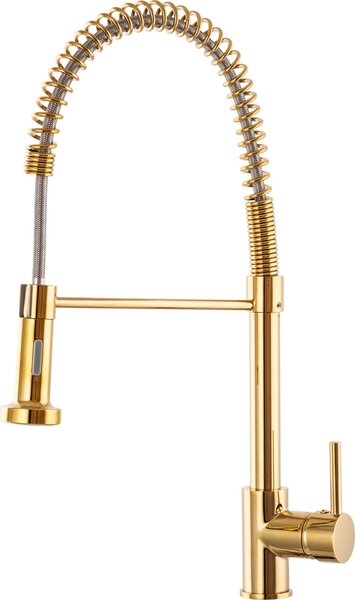 Granitan | Miscelatore da cucina Spiral - Oro - Altezza 52 cm - Bocca estraibile - Due tipi di getto