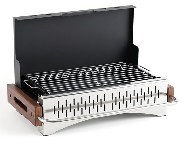 Costway Barbecue a carbonella portatile con griglia regolabile in altezza, Barbecue carbone da tavolo con vaschetta in smalto rimovibile S