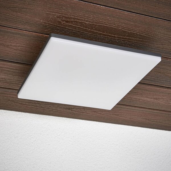 Plafoniera LED Henni, IP65, sensore, 30x30 cm, antracite Henni Lucande, Alluminio / Grigio / Zincato, Moderno, Plafoniere LED
