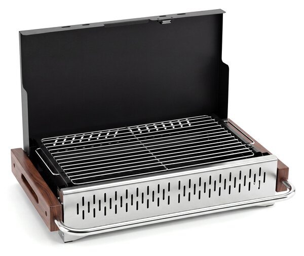 Costway Barbecue a carbonella portatile con griglia regolabile in altezza, Barbecue carbone da tavolo con vaschetta in smalto rimovibile L