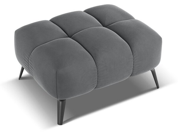 Poggiapiedi grigio con rivestimento in velluto Nalu – Makamii
