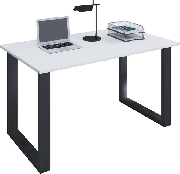 Scrivania, 160 x 80 cm, scrivania per computer con struttura in metallo, scrivania da ufficio per casa e studio - Lona U