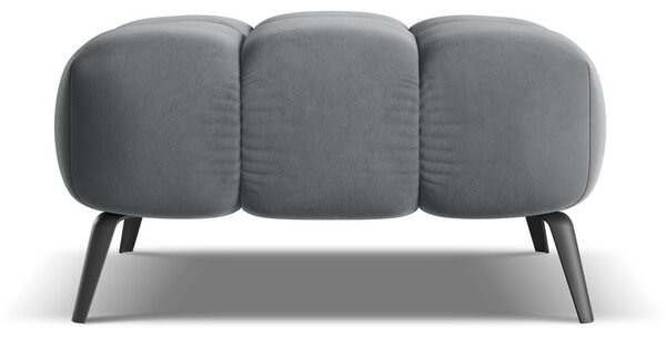 Poggiapiedi grigio con rivestimento in velluto Nalu – Makamii