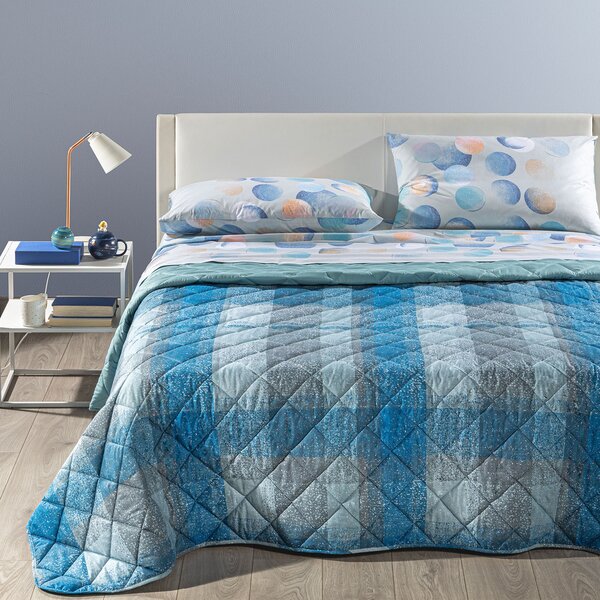 Copriletto Primaverile SINGOLO Smith BLU Cotone Caleffi