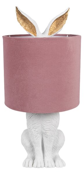 Clayre & Eef Lampada da tavolo Coniglio Ø 20x43 cm Bianco Rosa Poliresina
