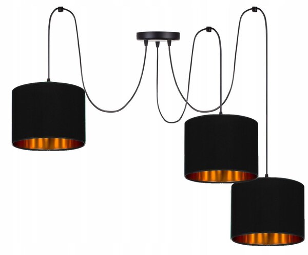 Lampada da soffitto nera lampada lampada velour vintage moderna E27 lampada di design a 3 luci N230-P3-S