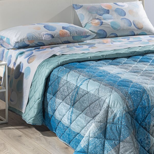 Copriletto Primaverile SINGOLO Smith BLU Cotone Caleffi