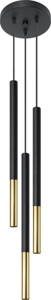 Lampada a sospensione MOZAICA 3P nero/oro 3xG9 8W acciaio 90x20x20cm Sollux Lighting
