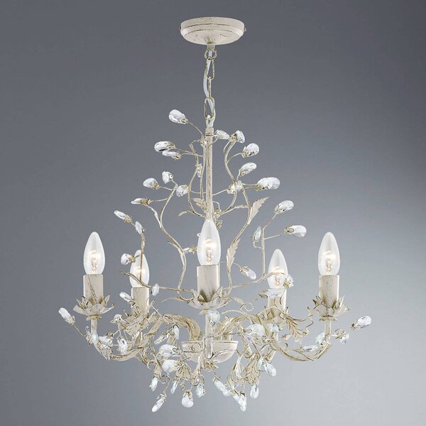 Searchlight Lampadario a soffitto Almandite, dimmerabile, Crema / Ambra, Soggiorno / Sala da pranzo, Metallo, Fiorentino, Lampadario stile fiorentino