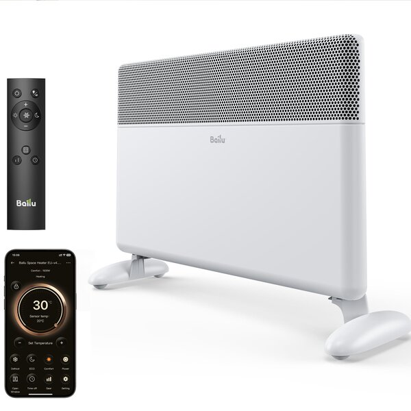 Stufa elettrica a convezione per interni - 2000 W - Bianca - Con Wi-Fi e controllo tramite app