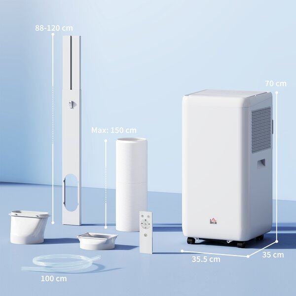 HOMCOM Condizionatore Portatile 1250W con 5 Modalità e Timer 24h, in Plastica ABS, 35.5x35x70 cm, Bianco|Aosom