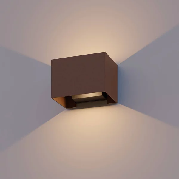 Calex Applique da esterni a LED Rectangle, Marrone / Ruggine, Alluminio, Moderno, Applique LED da esterni