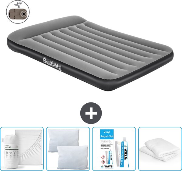Materasso gonfiabile Bestway - Letto alla francese - 137 x 191 x 30 cm - Grigio - Accessori inclusi
