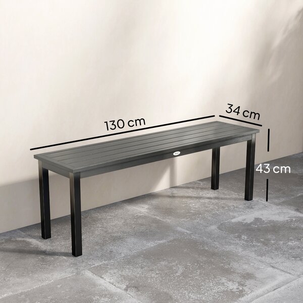 Outsunny Panca da Giardino Panchina da Giardino 2 Posti 130x34x43 cm Grigio | Aosom Italy