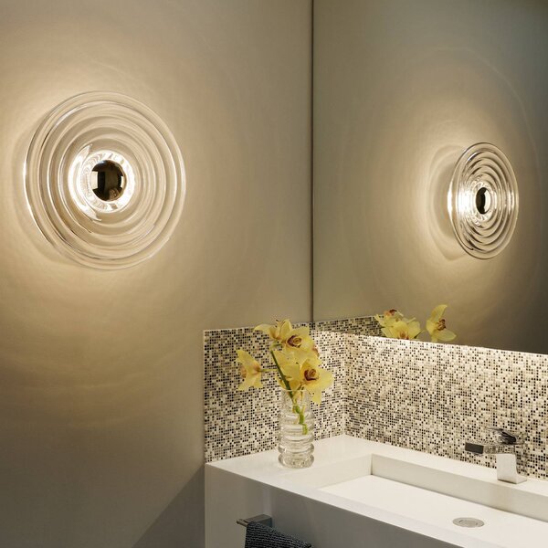 Tom Dixon Applique da esterni a LED Press large, dimmerabile, Chiaro / Trasparente, Vetro, Design, Applique LED da esterni