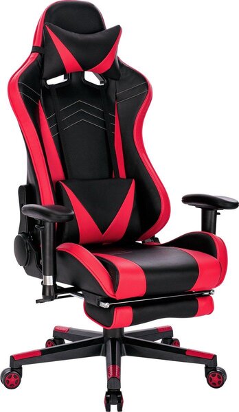 Sedia da gioco Luxe - Rosso - Ergonomica - Con poggiapiedi - Regolabile in altezza - - Sedia da gioco e da ufficio