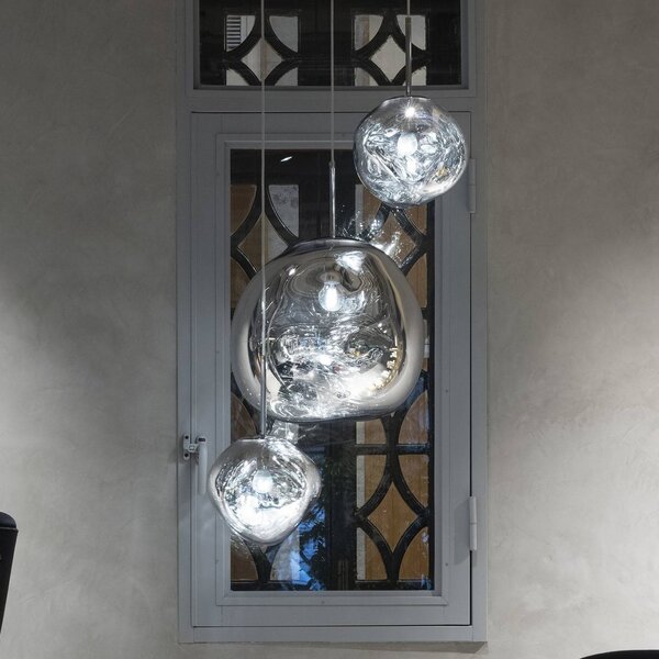Tom Dixon Lampada a sospensione Melt Mini, dimmerabile, Cromo / Argento, Soggiorno / Sala da pranzo, Plastica, Design, Lampada a sospensione
