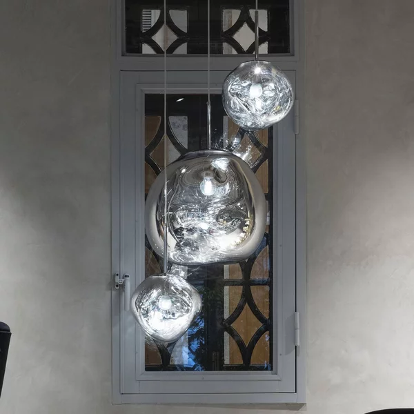 Tom Dixon Lampada a sospensione Melt Mini, dimmerabile, Cromo / Argento, Soggiorno / Sala da pranzo, Plastica, Design, Lampada a sospensione