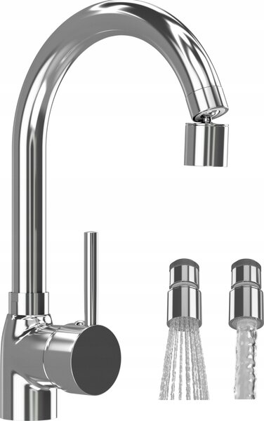 Granitan | BETA - Rubinetto da cucina - Orientabile a 360° - Cromo - Ottone - Carica in Vetroceramica