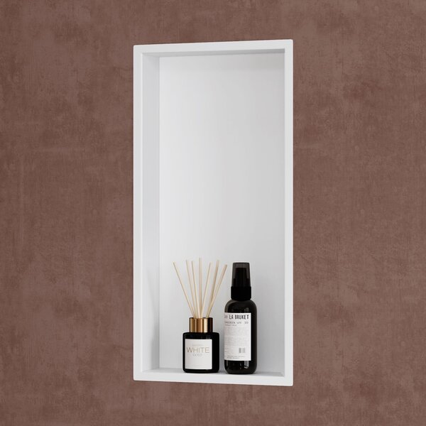 Doporro Nicchia Doccia a Parete 30x60x8.3cm, Nicchia Bagno Doccia a Muro a Incasso in Acciaio Inox, Bianco